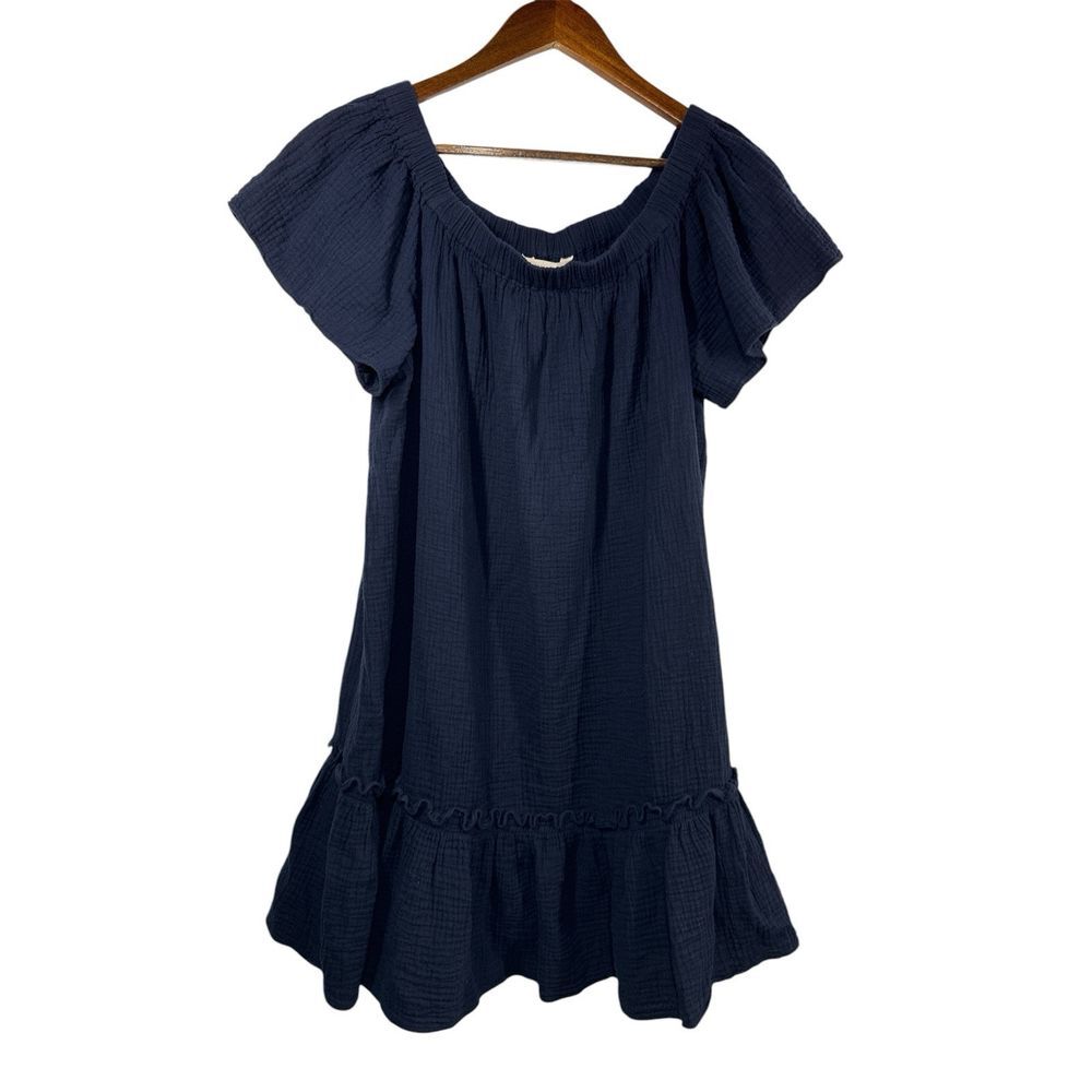 Rebecca Taylor Dress Womens 12 Off Shoulder Blue Short Peasant Boho